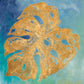 Framed Small - Teal Gold Leaf Palm II By Patricia Pinto - Blue