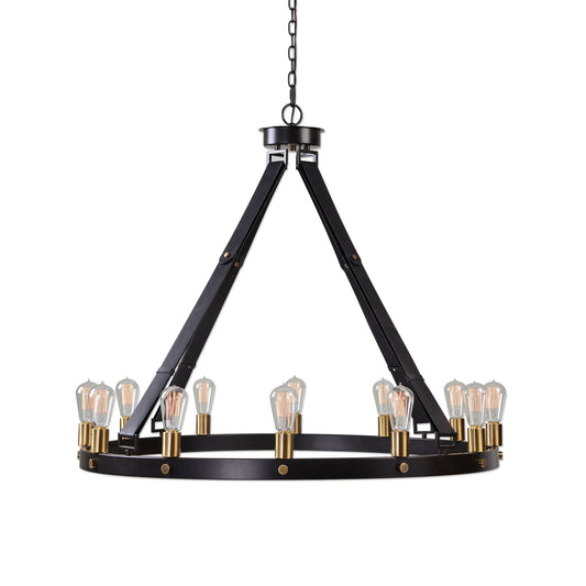 Marlow - 12 Light Circle Chandelier - Black