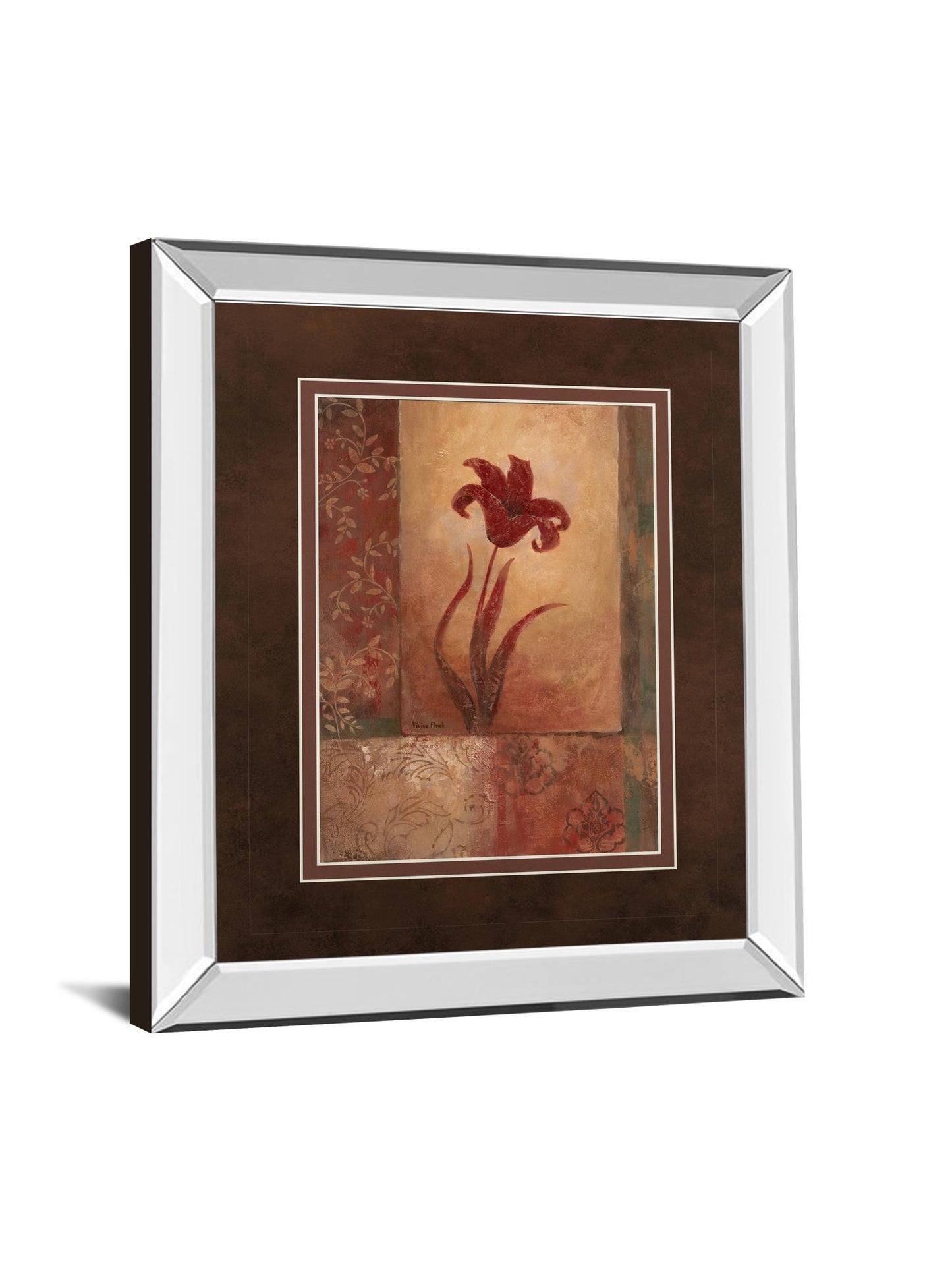 Lily Silhouette By Vivian Flasch - Mirror Framed Print Wall Art - Red