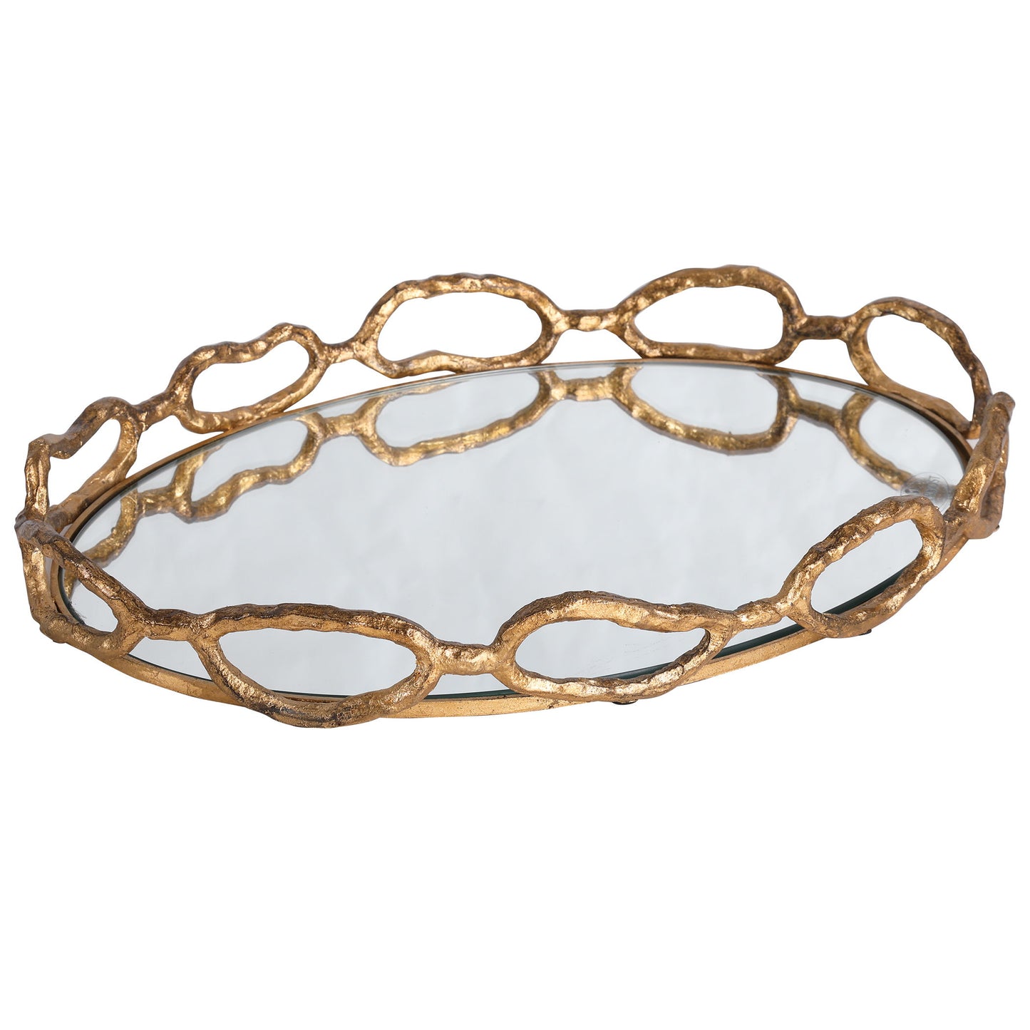 Cable - Chain Mirrored Tray - Gold