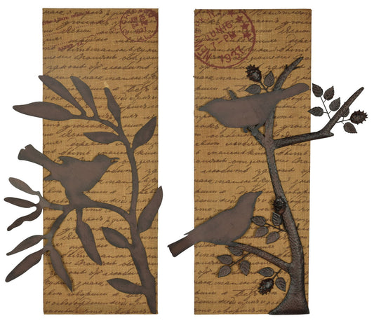 Birds On Burlap - Light Brown