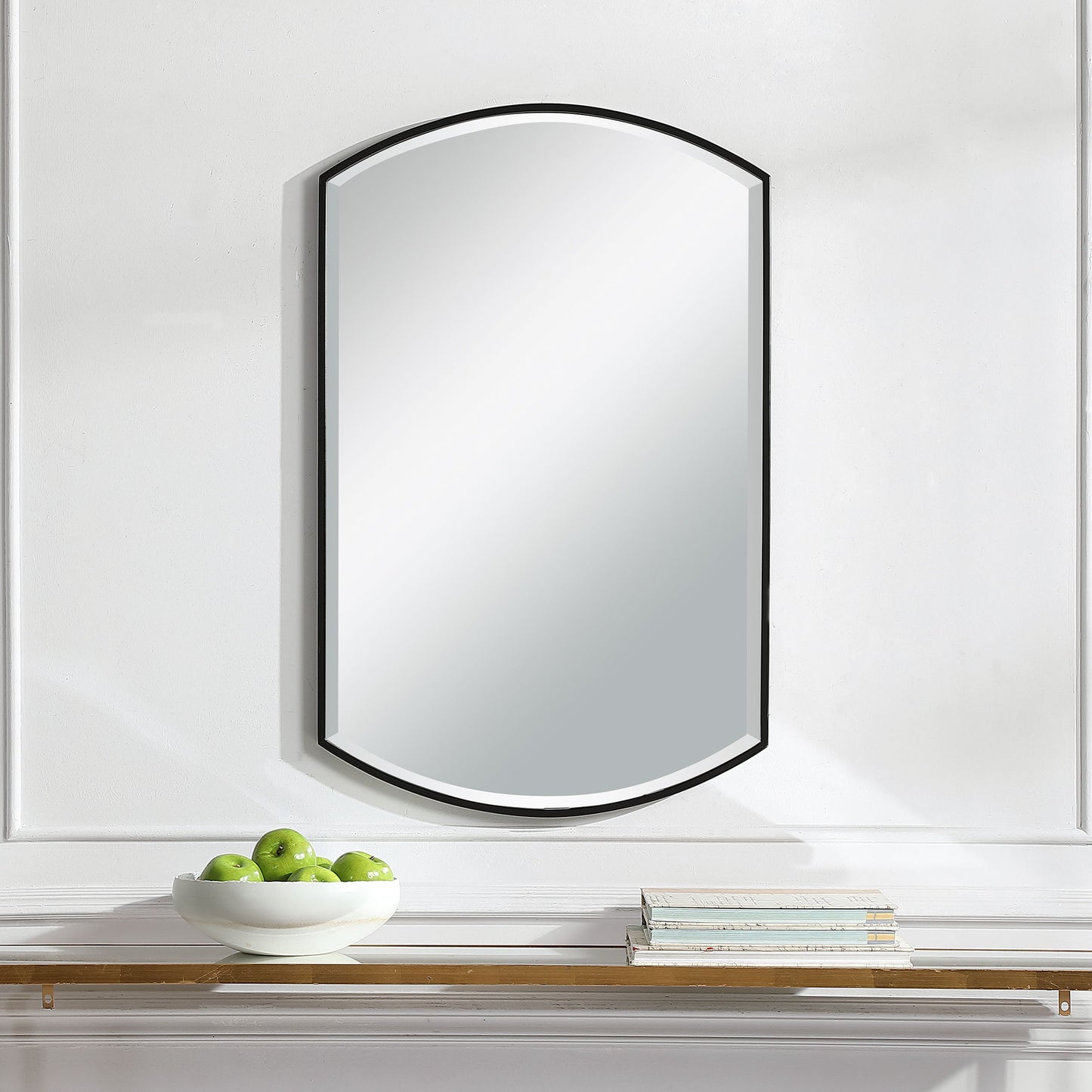 Shield - Shaped Iron Mirror - Black