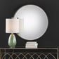 Stefania - Beaded Round Mirror - Pearl Silver