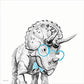 Dinosaur In Glasses By Rachel Nieman (Small) - White