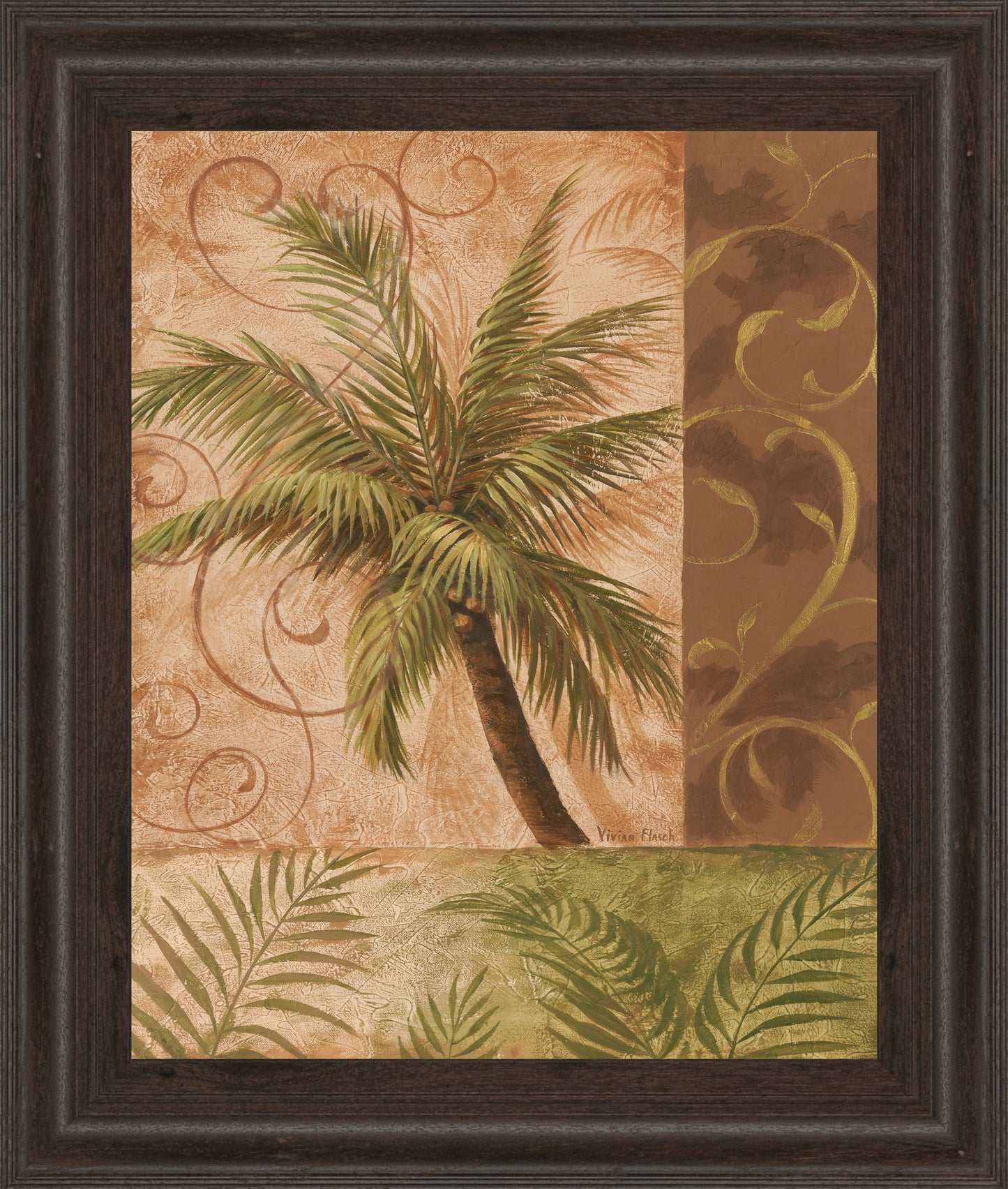 22x26 Tropical Breeze I By Vivian Flasch - Framed Print Wall Art - Green