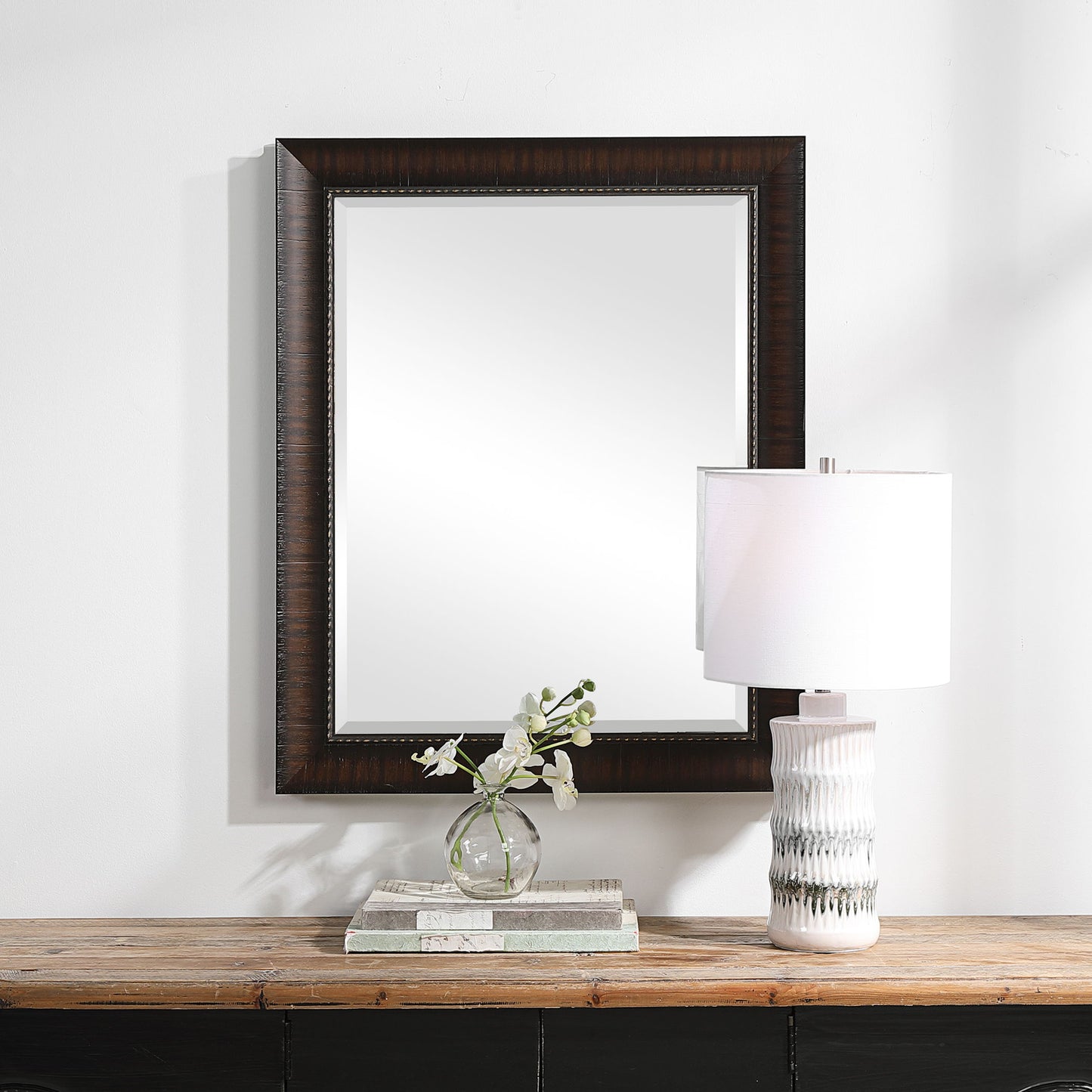 Wythe - Burnished Wood Mirror - Dark Brown