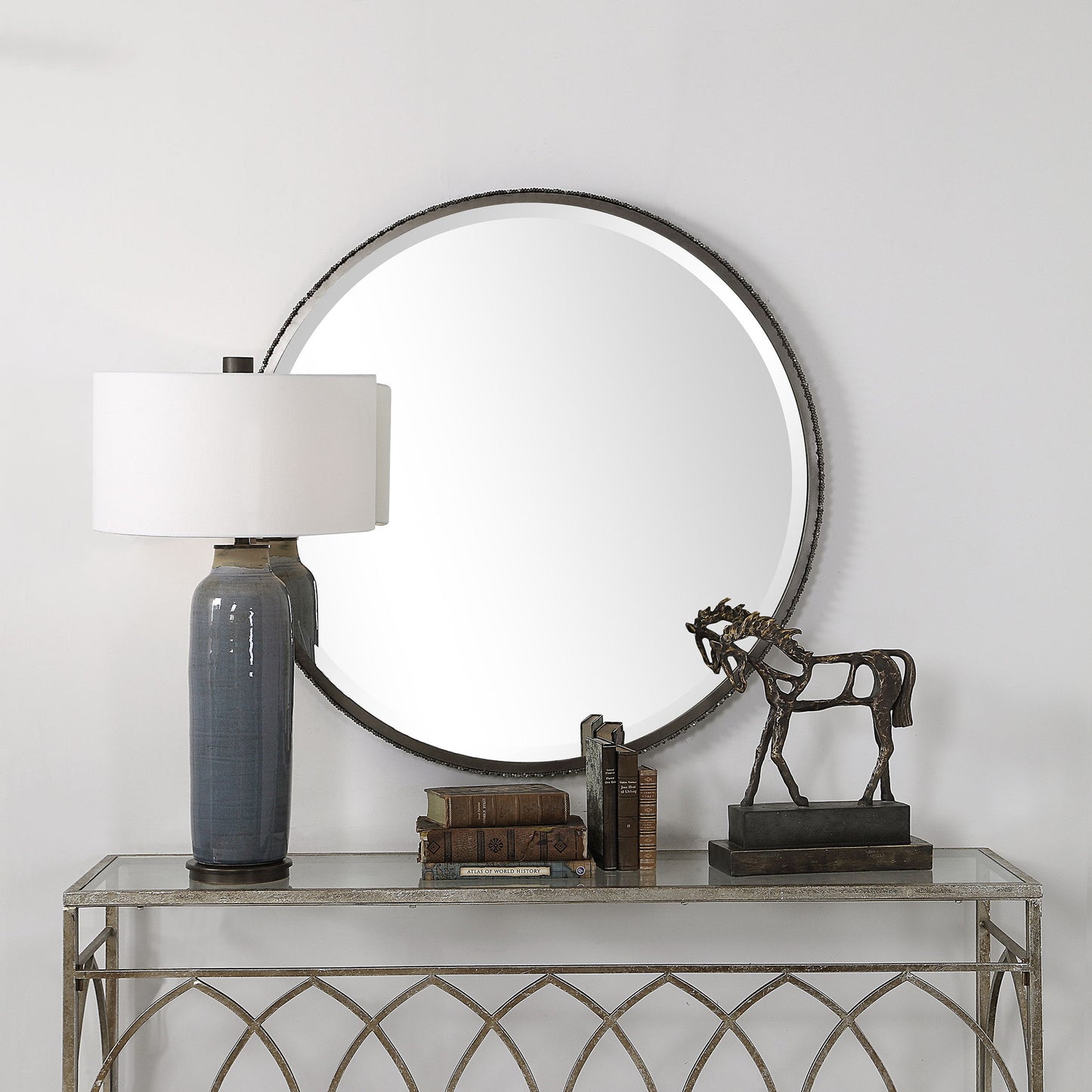 Ada - Round Steel Mirror - Dark Gray