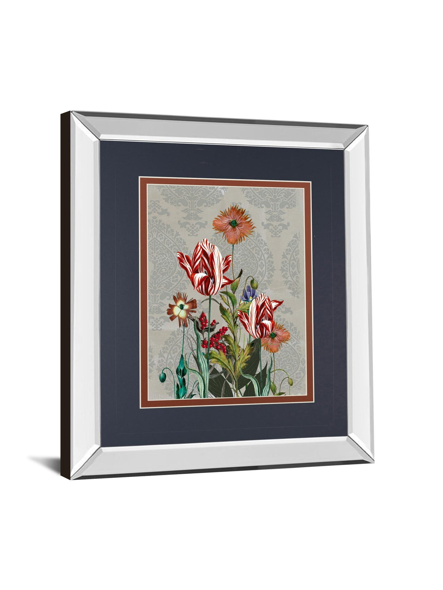 Summer Flowers Il By Ken Hurd - Mirror Framed Print Wall Art - Blue