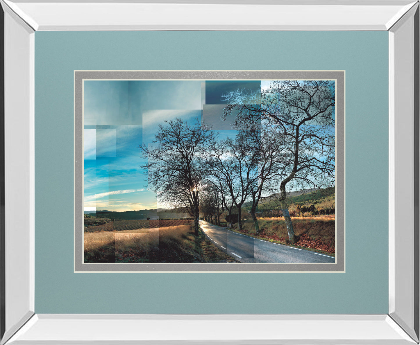 Penedes Vineyards By Ventosa P. Mirrored Frame - Blue