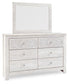 Paxberry - Whitewash - Dresser, Mirror - Medallion Drawer Pulls