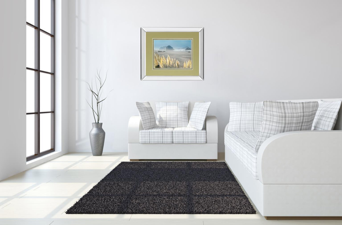 Pompas Beach By Frates - Mirror Framed Print Wall Art - Blue