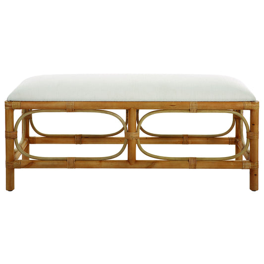 Laguna - Fabric Rattan Bench - White