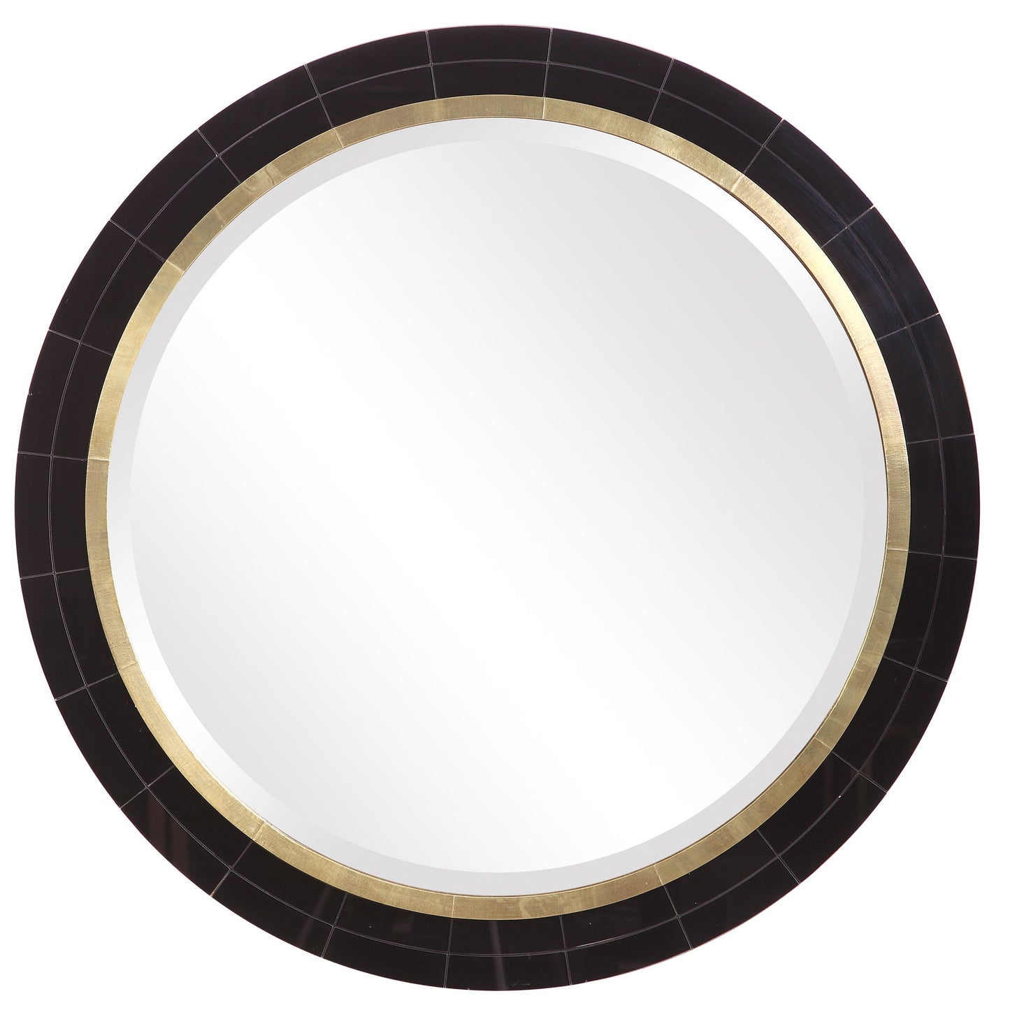 Nayla - Tiled Round Mirror - Black