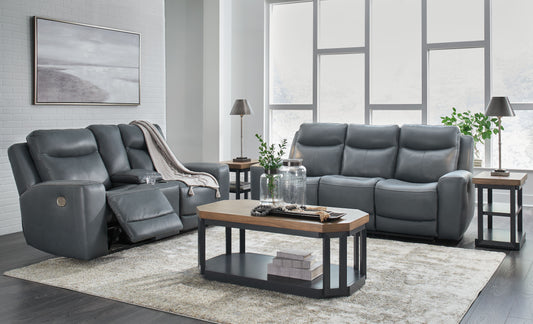 Mindanao - Steel - 2 Pc. - Power Reclining Sofa, Power Reclining Loveseat with Console