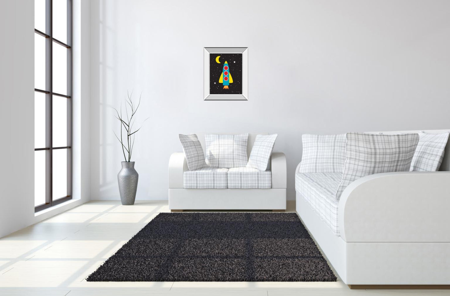 Blast Off By Ann Kelle - Mirror Framed Print Wall Art - Black