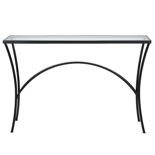 Alayna - Metal & Glass Console Table - Black