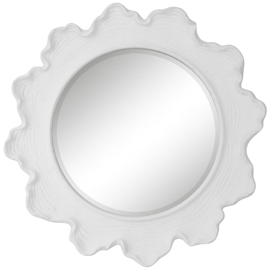 Sea Coral - Round Mirror - White