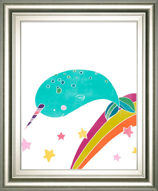 22x26 Happy Narwals II By June Erica Vess - Light Blue