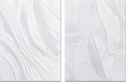 Hand Painted Textured Canvas (Set of 2) - White