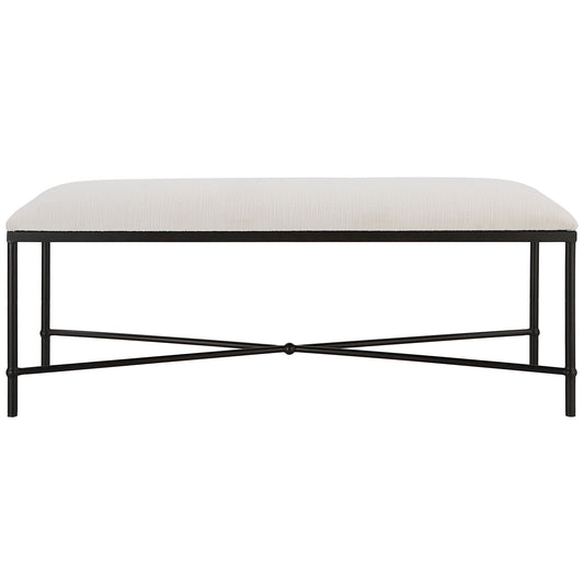 Avenham - Black Framed Bench - White