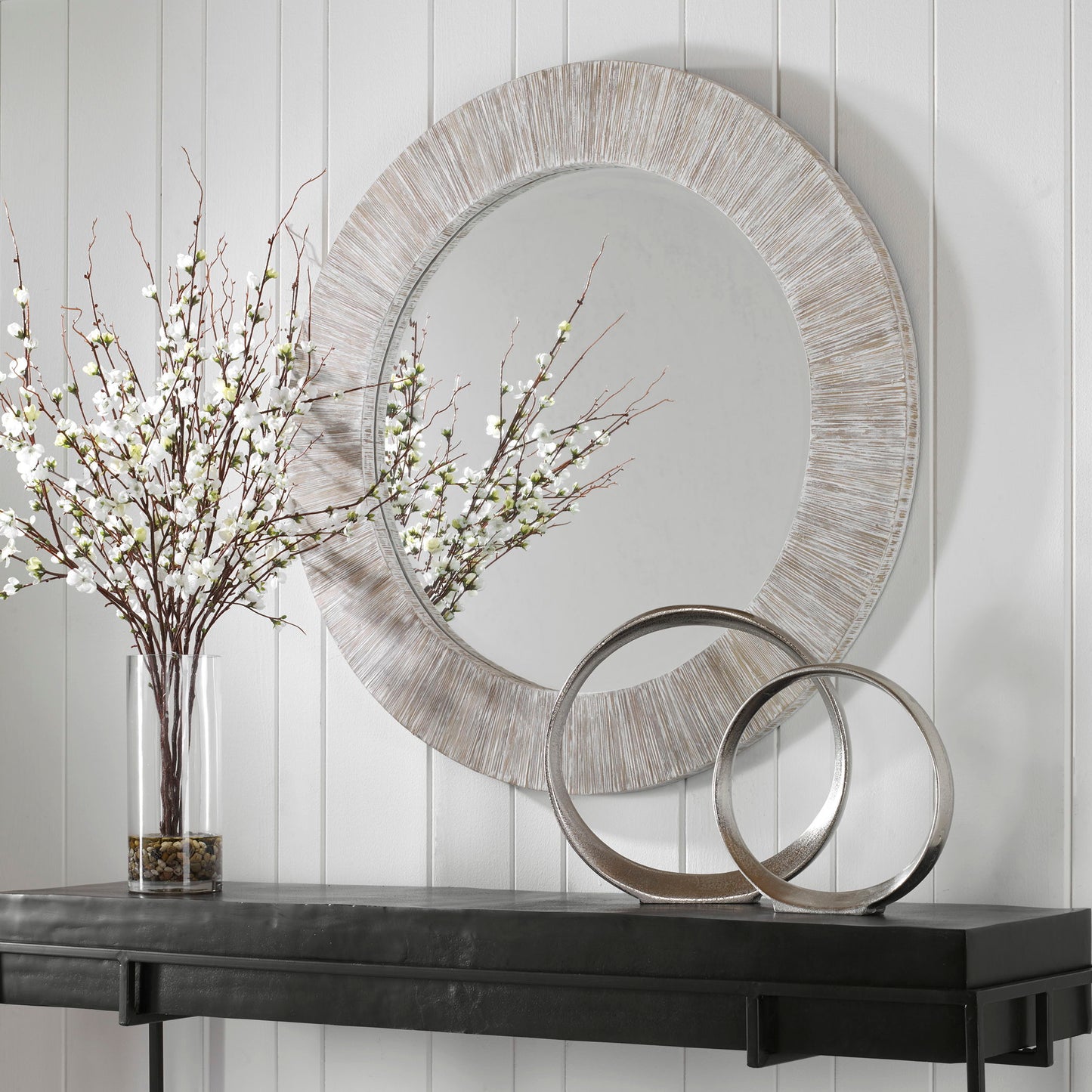 Repose - Round Mirror - Whitewash