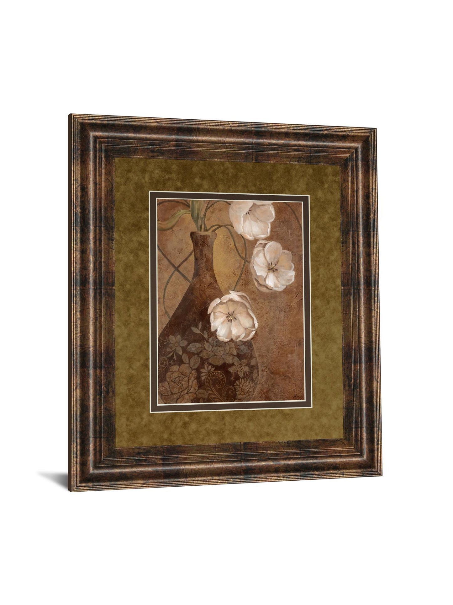 Flores En Umber I By Nan - Framed Print Wall Art - White