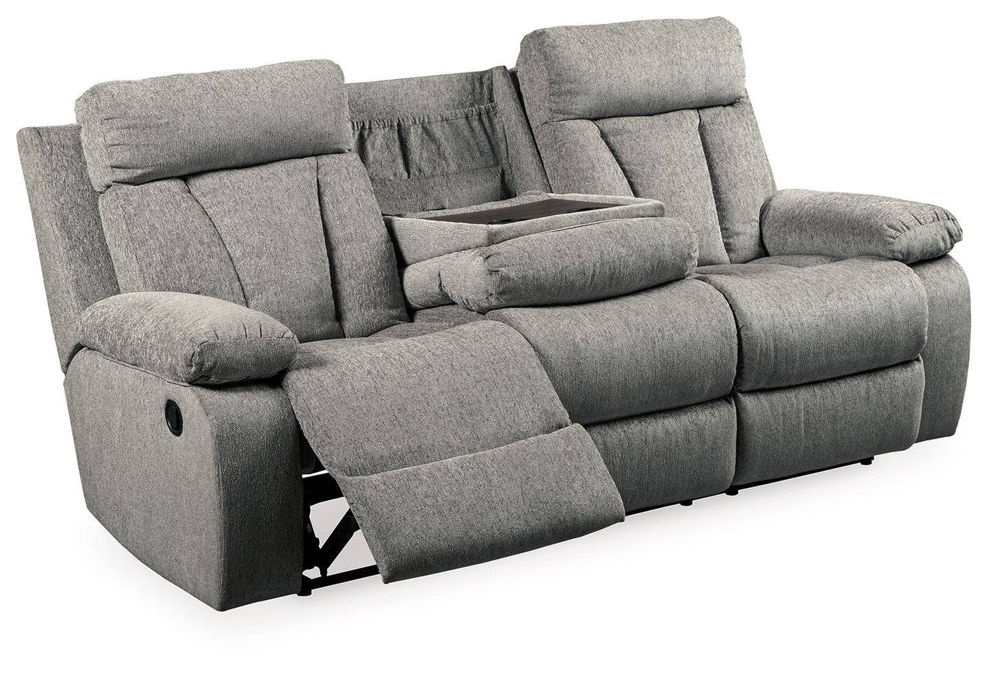 Mitchiner - Fog - REC Sofa w/Drop Down Table