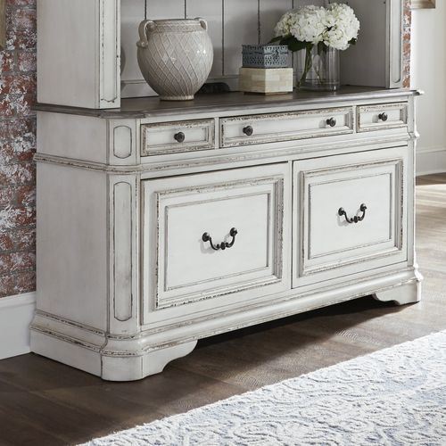 Magnolia Manor - Credenza & Hutch - White