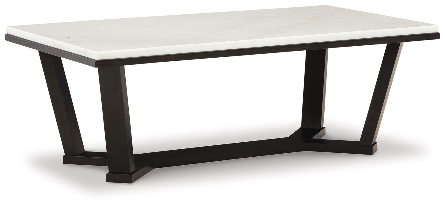 Fostead - White / Espresso - Rectangular Cocktail Table