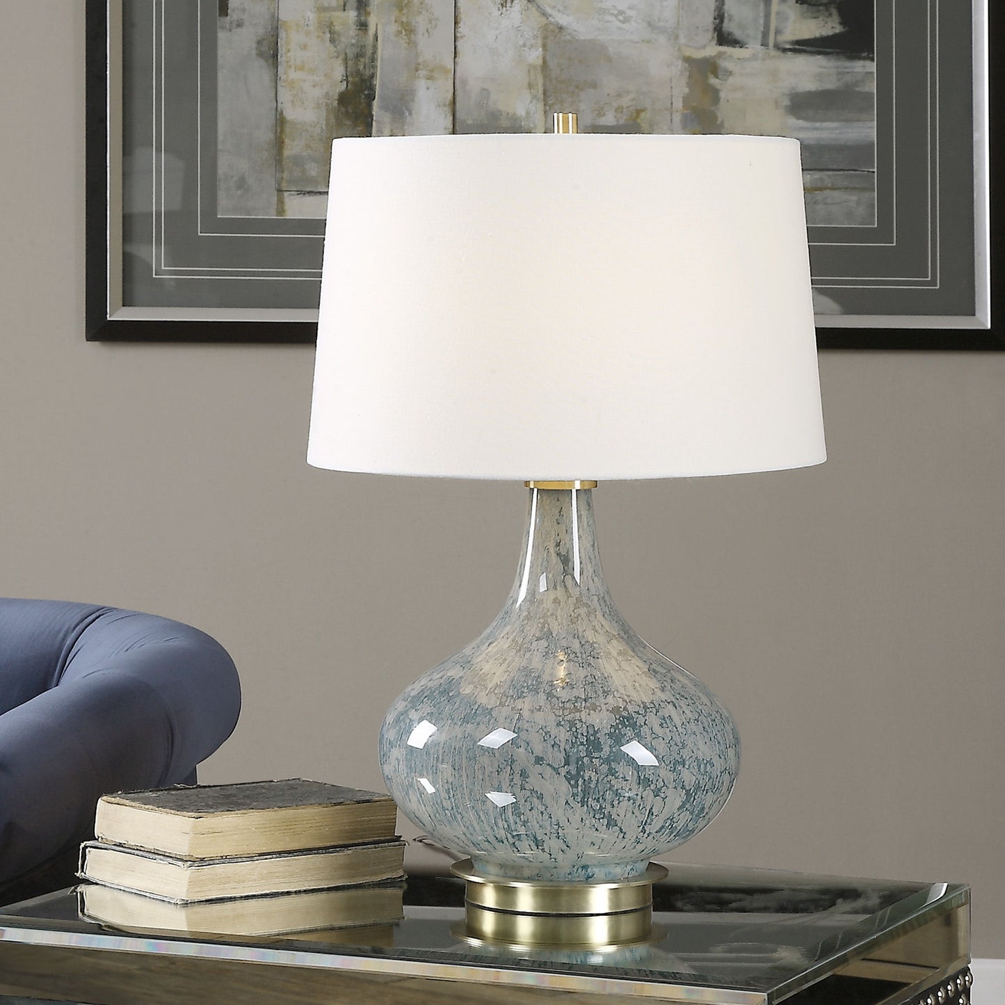 Celinda - Glass Lamp - Blue Gray