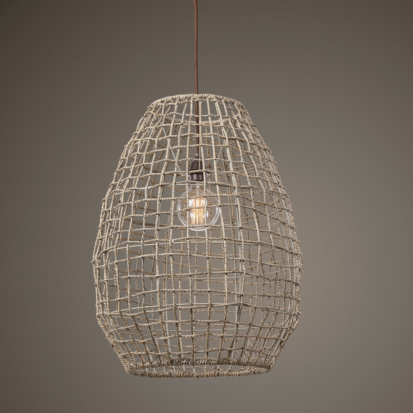 Cross - Weave 1 Light Pendant - Beige