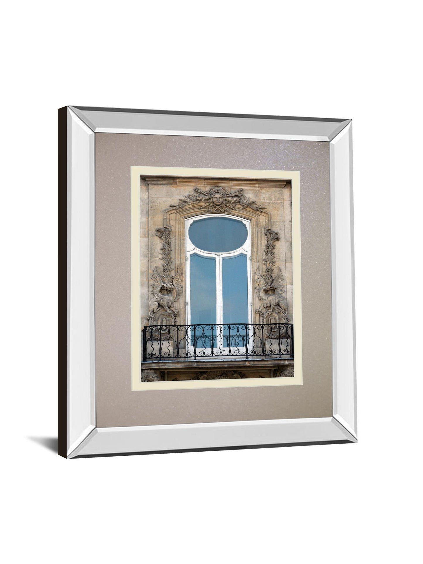 Rue De Paris IIl By Tony Koukos - Mirror Framed Print Wall Art - Beige