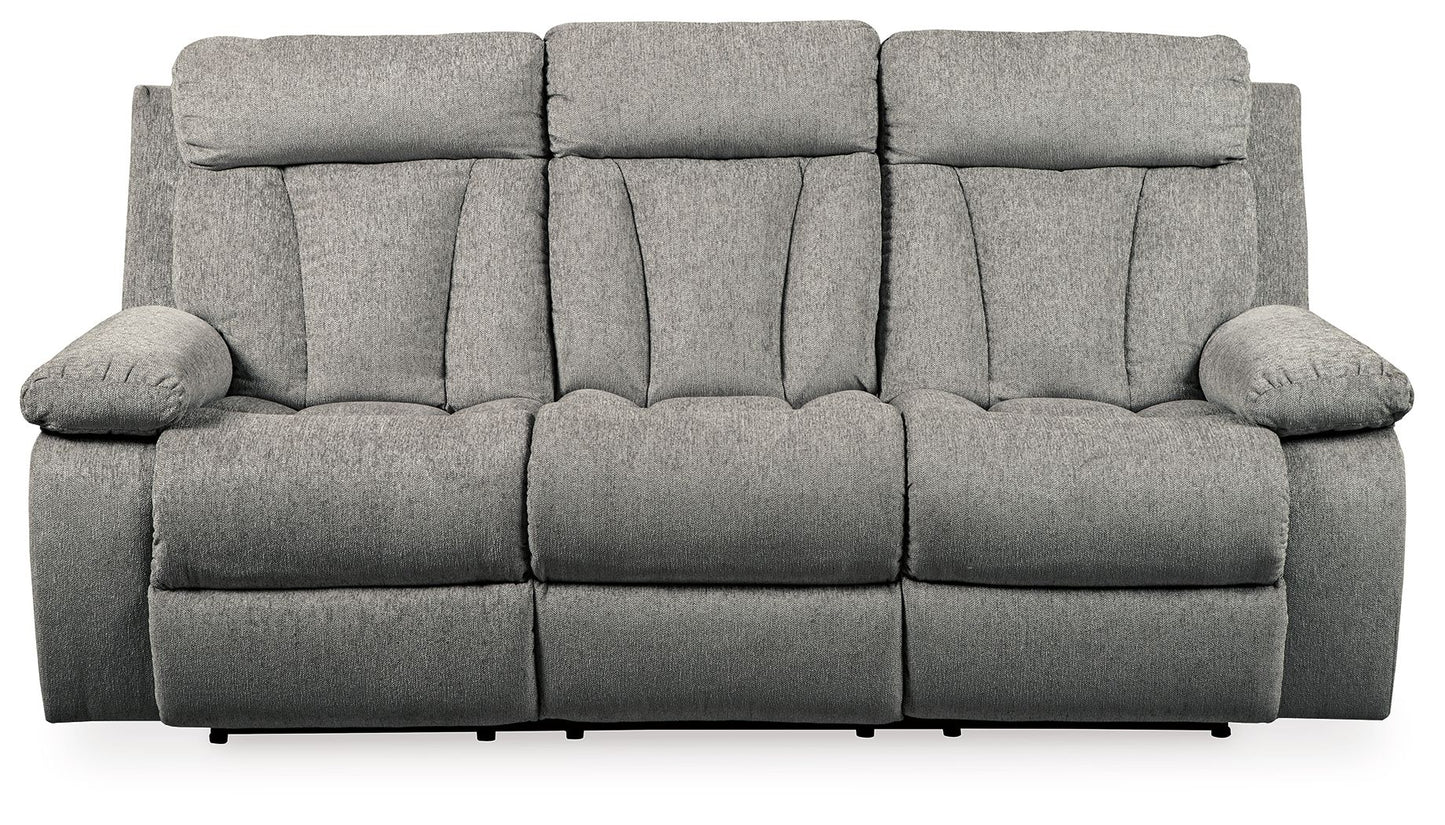 Mitchiner - Fog - REC Sofa w/Drop Down Table