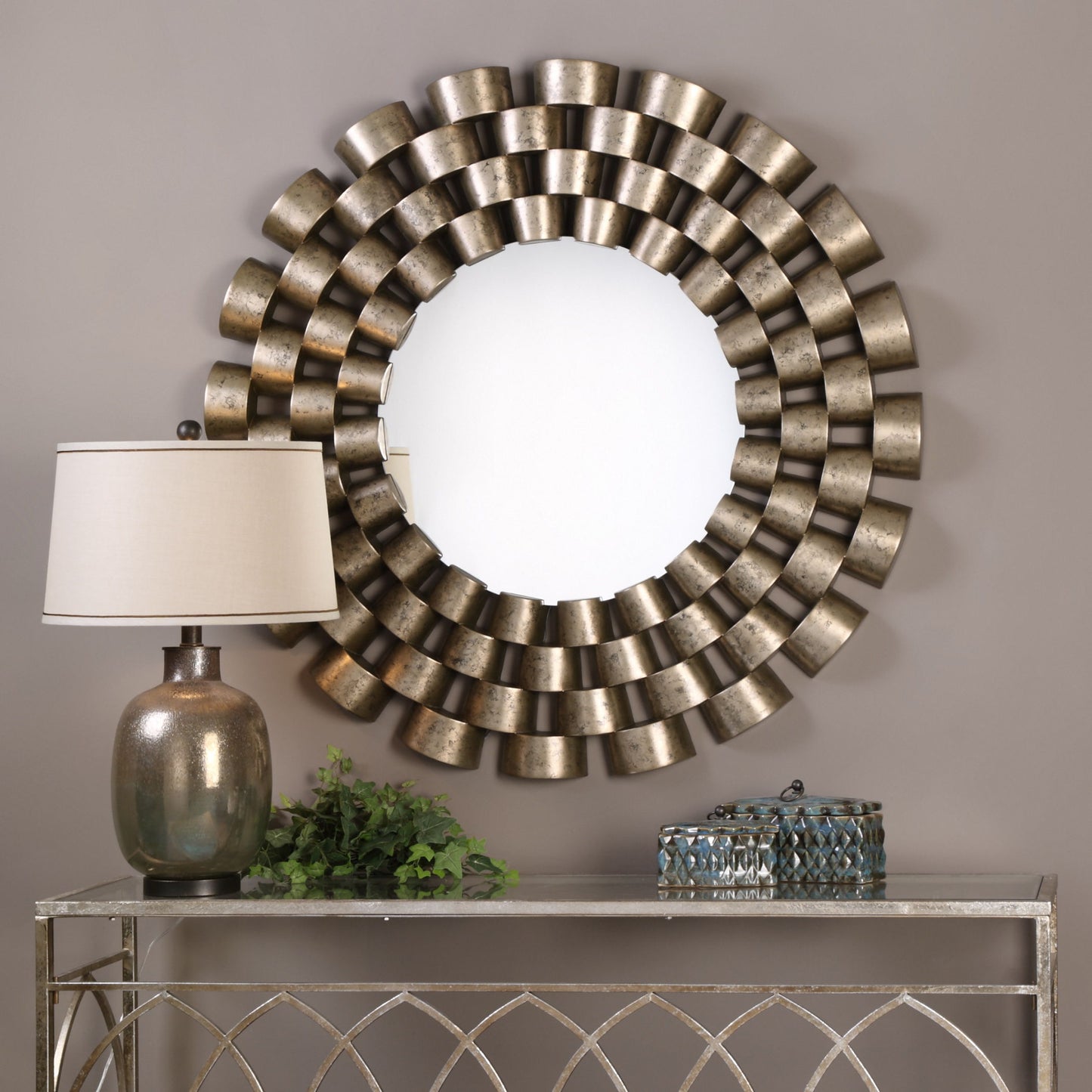 Taurion - Leaf Round Mirror - Silver