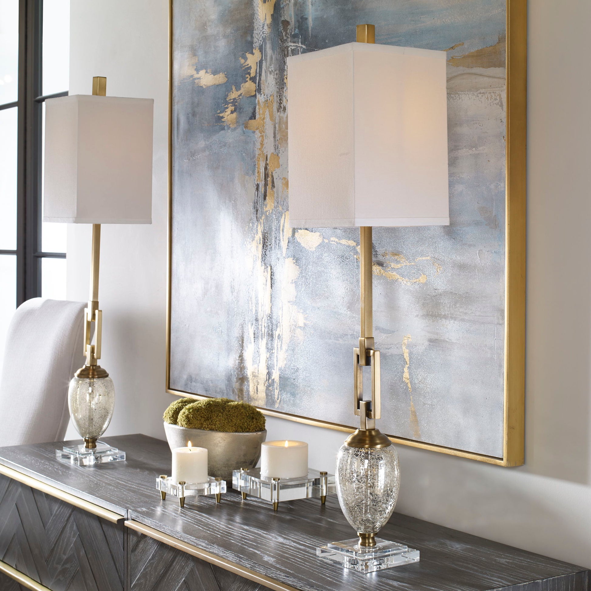 Mercury glass buffet lamp sales