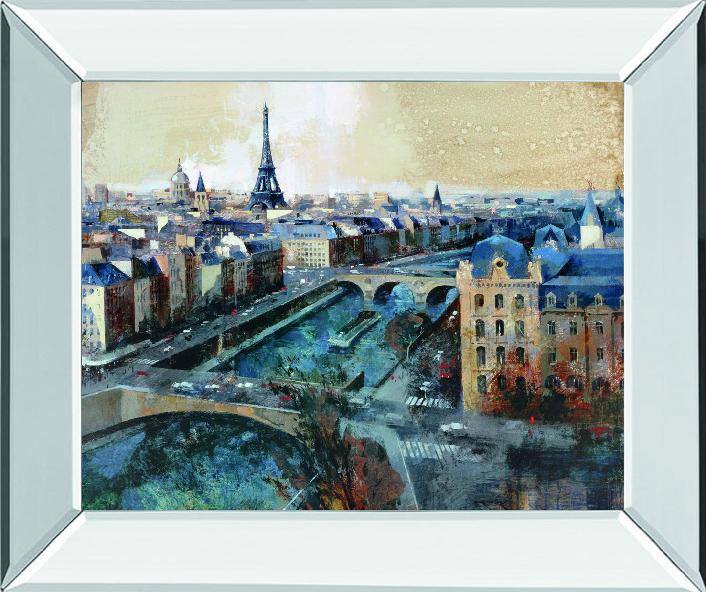 Ciel De Paris By Bofarull, M. - Mirror Framed Print Wall Art - Blue