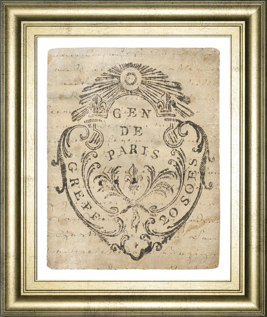 Letter Crest IIa Vintage V2 By Wild Apple Portfolio - Framed Print Wall Art - Pearl Silver