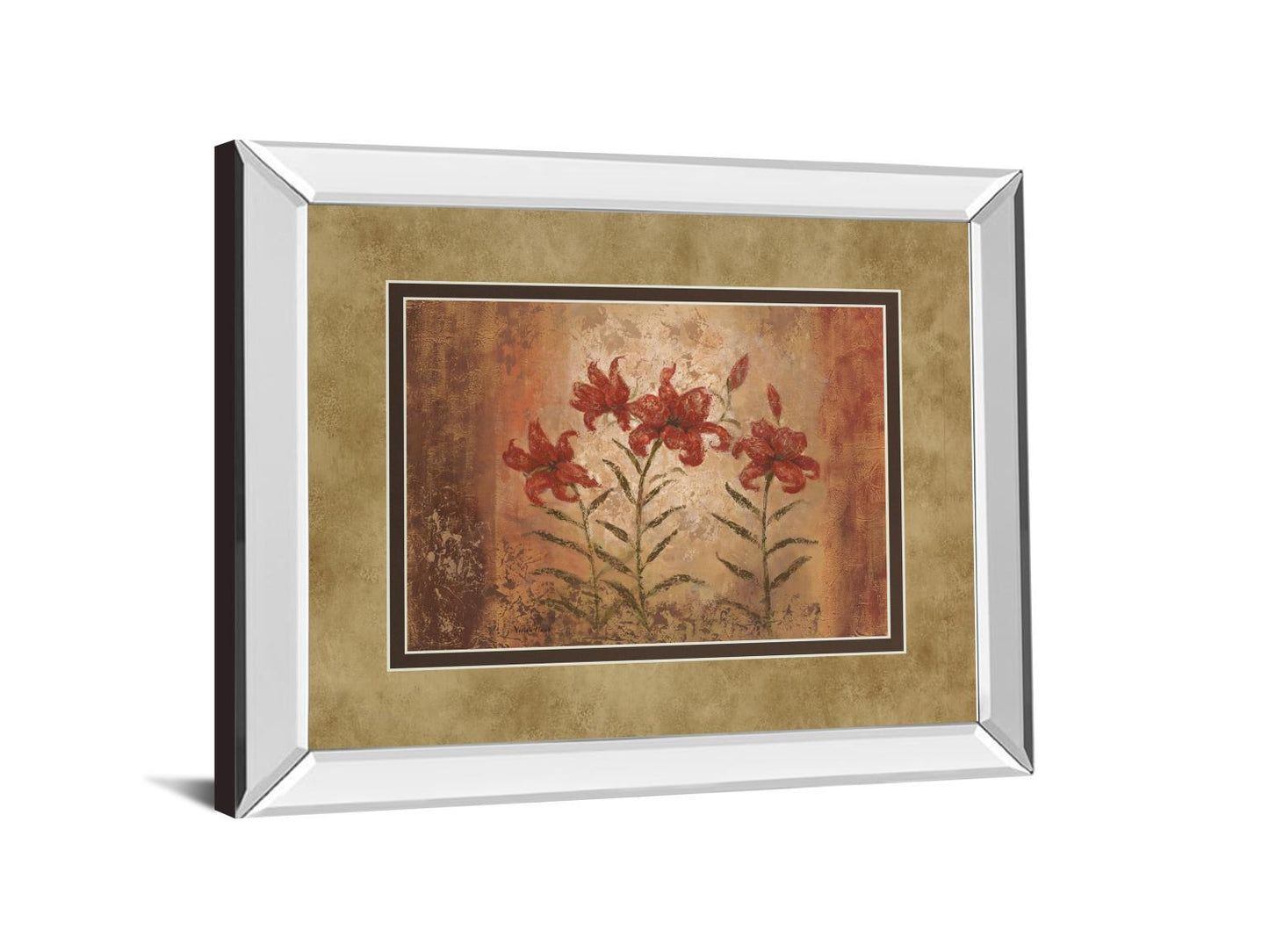 The Lily Style By Vivian Flasch - Mirror Framed Print Wall Art - Red