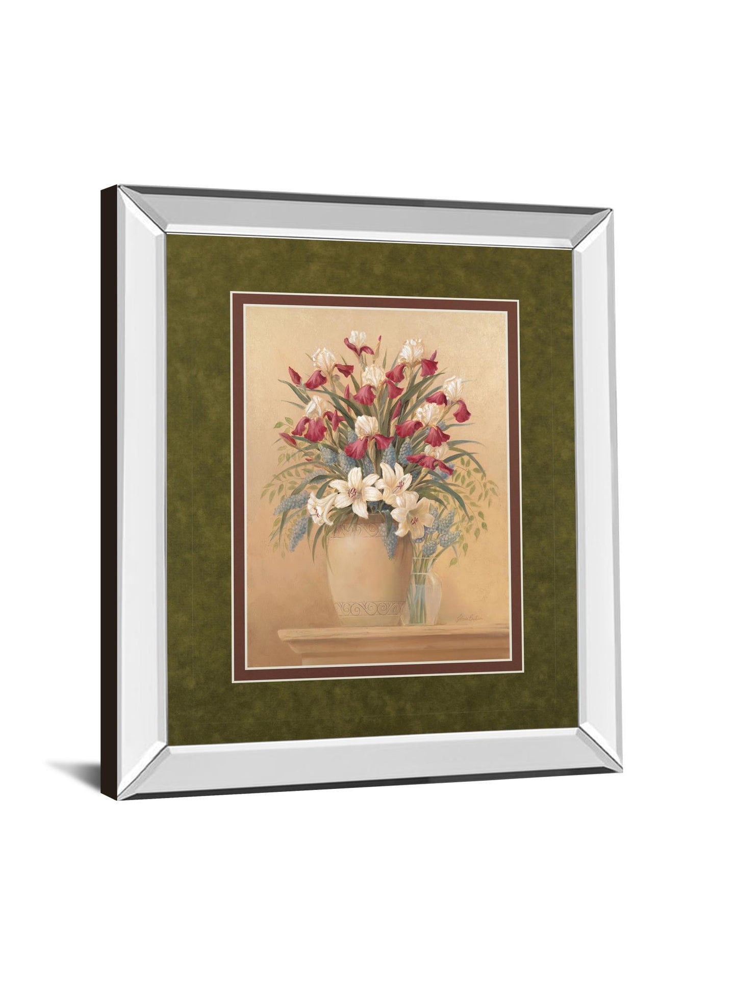 Classic Petal Il By Gloria Eriksen - Mirror Framed Print Wall Art - Red