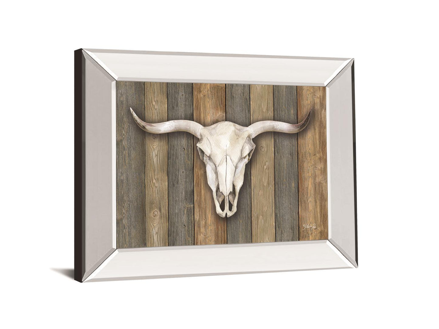 Cow Skull Il By Marla Rae - Mirror Framed Print Wall Art - Dark Brown