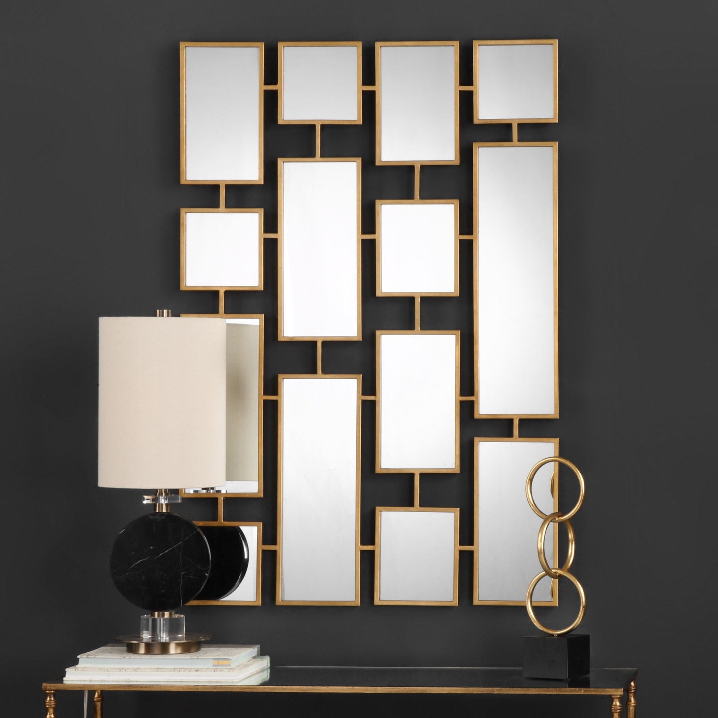 Kennon - Forged Rectangles Mirror - Gold