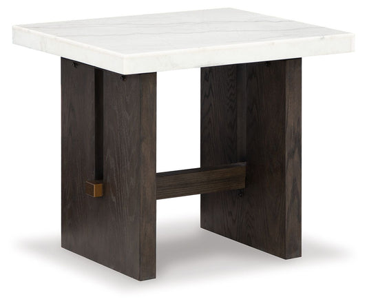 Burkhaus - White / Dark Brown - Rectangular End Table