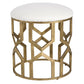 Trellis - Geometric Accent Stool - White & Gold