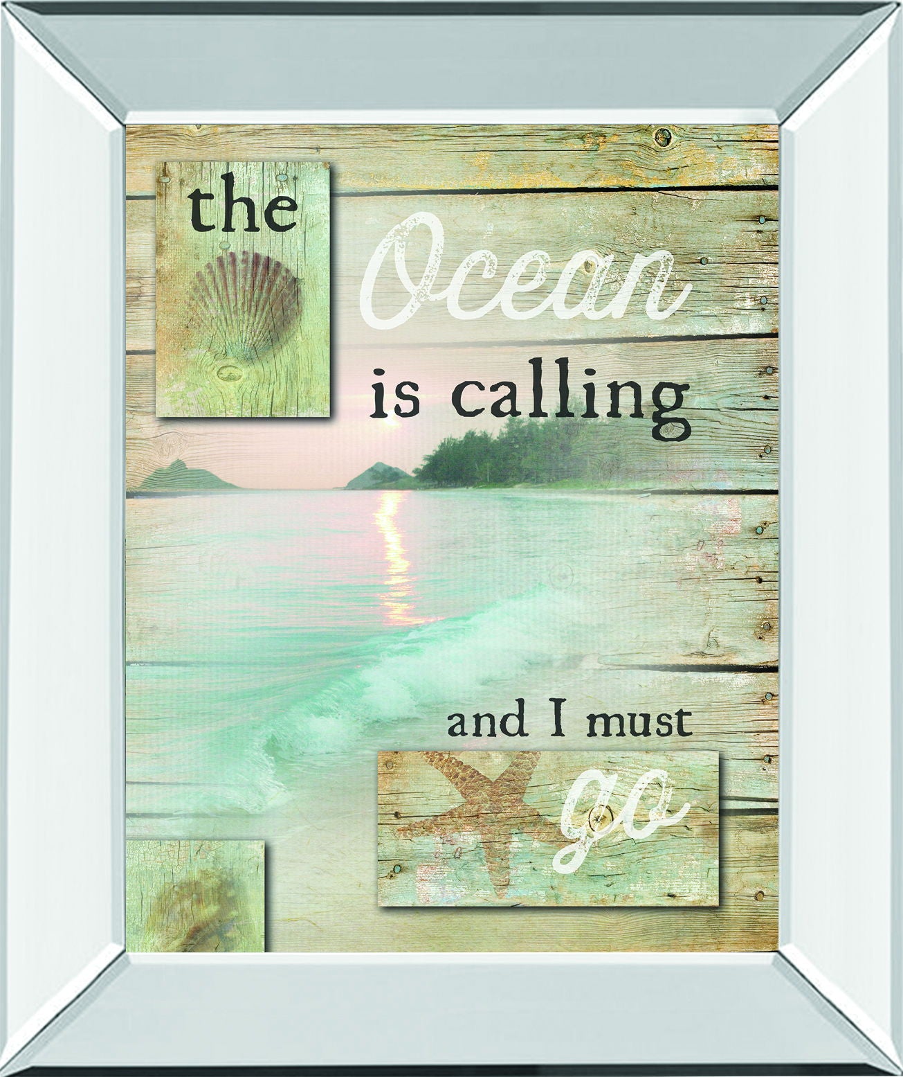 The Ocean Is Calling By Marla Rae - Mirror Framed Print Wall Art - Beige