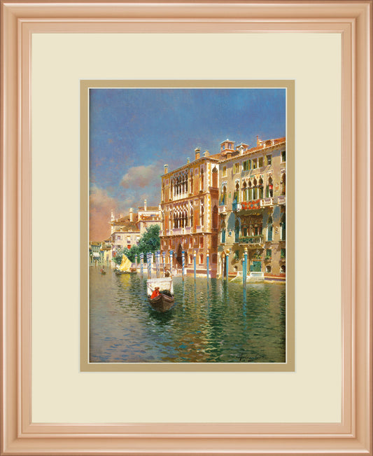 The Grand Canal, Venice By Rubens Santora - Framed Print Wall Art - Blue