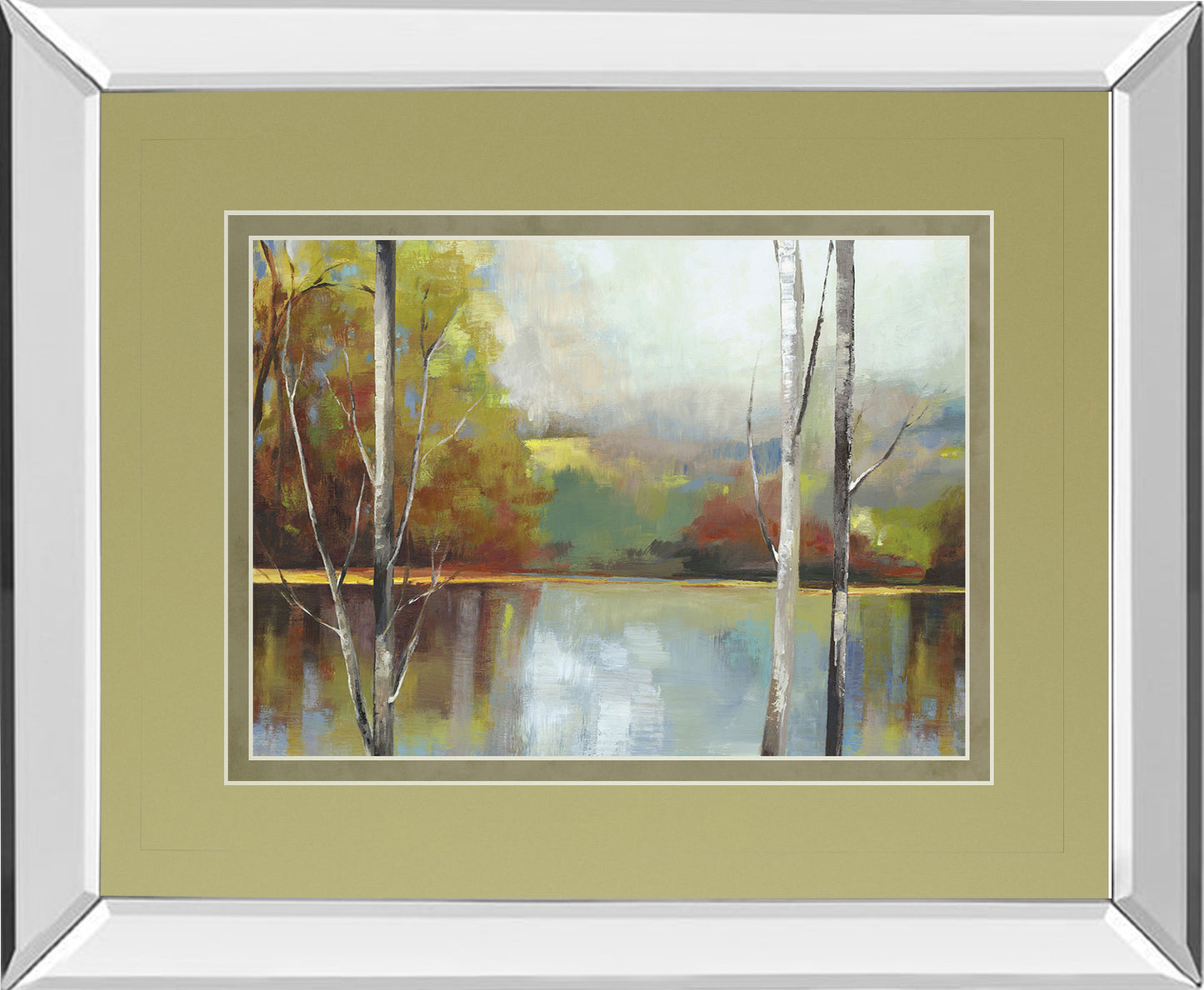 Still Water By Trent Thompson - Mirror Framed Print Wall Art - Dark Brown