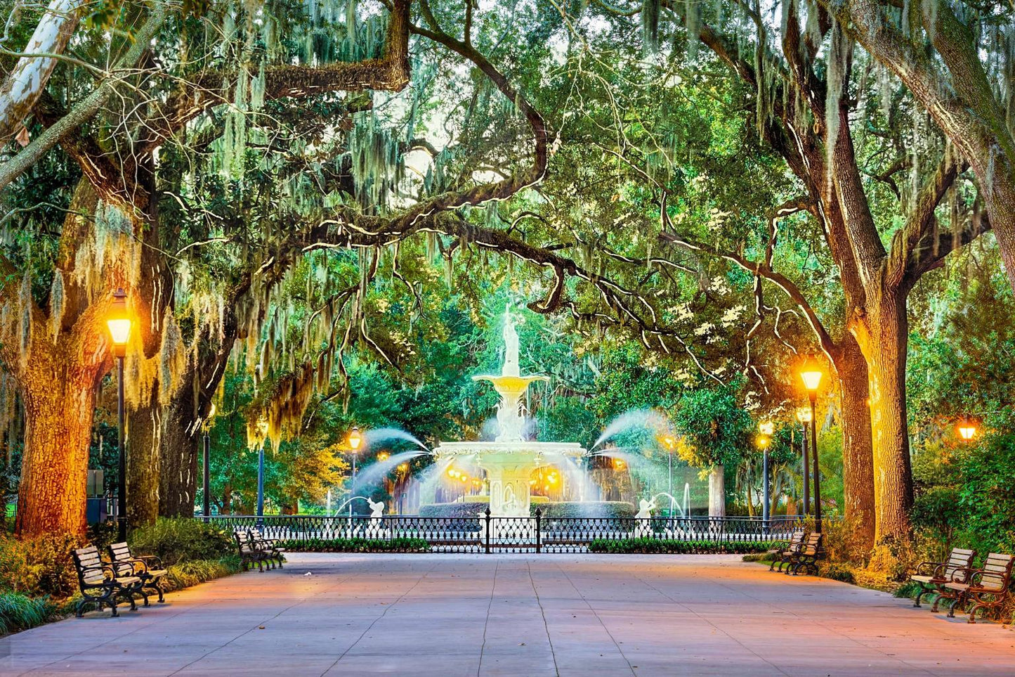 Tempered Glass With Foil - Forsyth Park Savannah - Green