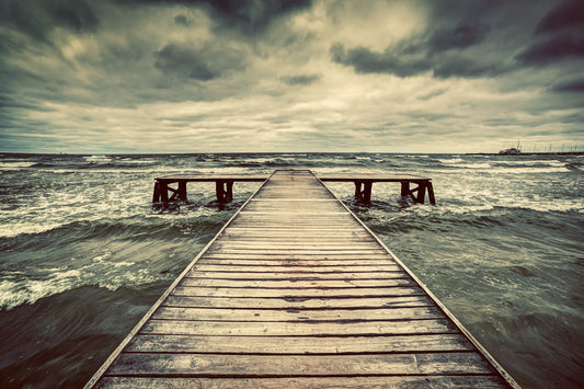 Framed Small - Cloudy Pier - Blue