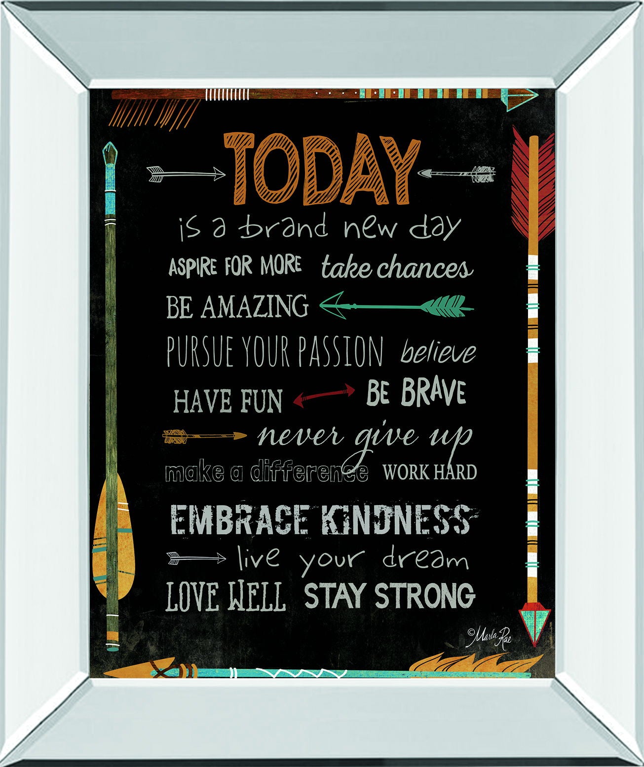 Today Is A Brand New Day By Marla Rae - Mirror Framed Print Wall Art - Black