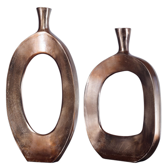 Kyler - Textured Vases (Set of 2) - Bronze